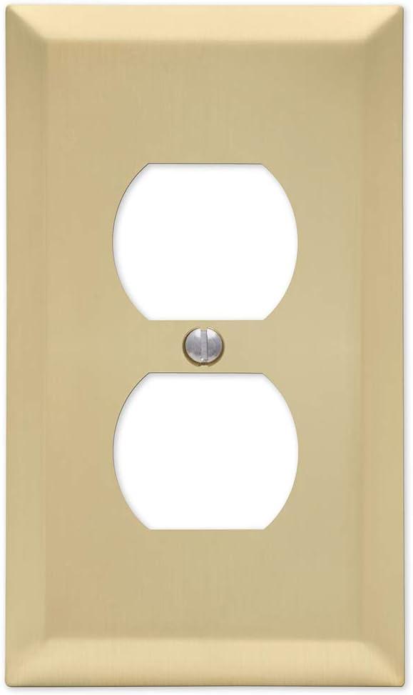 Amerelle Century Satin Brass 1 gang Stamped Steel Duplex Outlet Wall Plate 1 pk