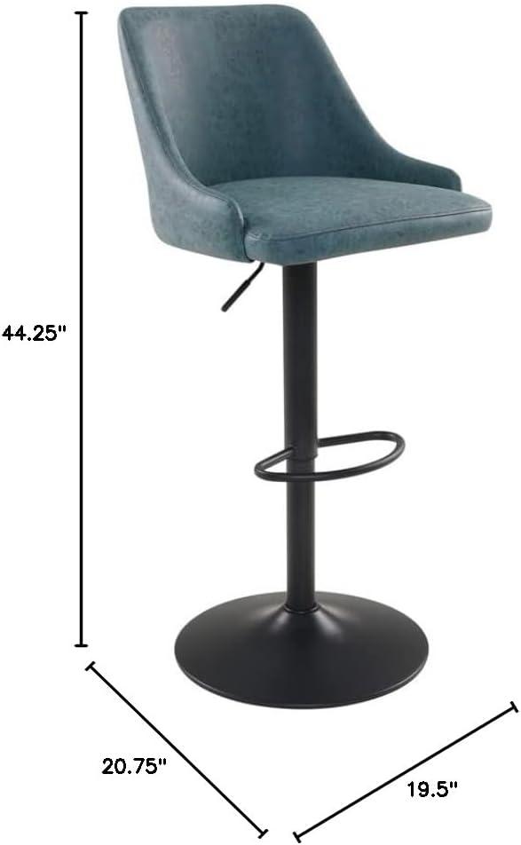 Sylmar Height Adjustable Stool in Navy Faux Leather