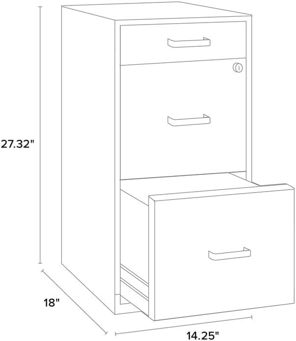 Space Solutions 3 Drawer Letter Width Vertical File Cabinet with Pencil Drawer, Blue