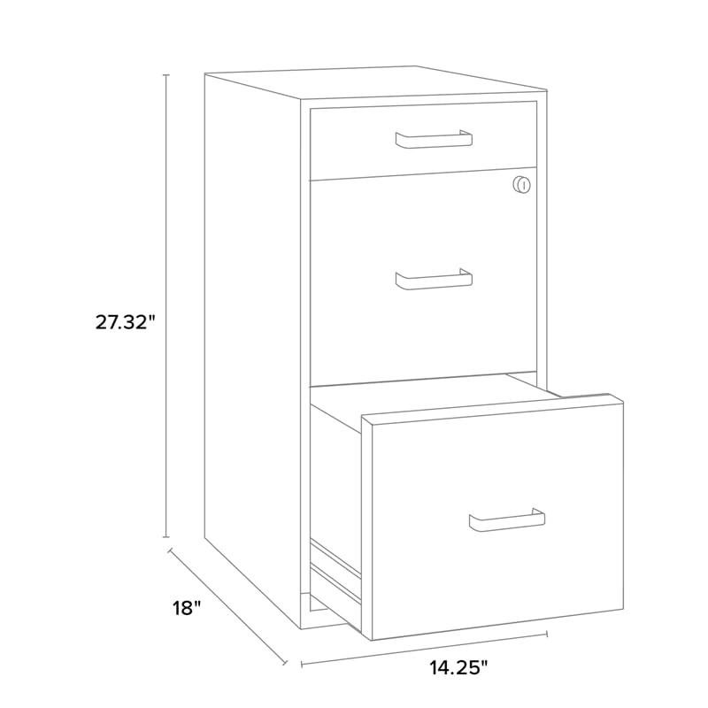Space Solutions 18" Deep 3 Drawer Metal Organizer File Cabinet with Pencil Drawer Navy Blue: Office Storage, Steel Frame
