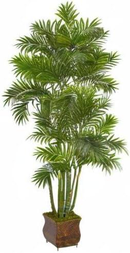 Nearly Natural 70in. Areca Palm Artificial Tree in Metal Planter