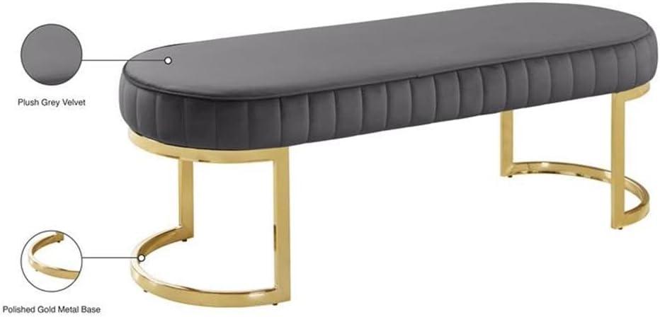 Meridian Furniture Lemar Contemporary Velvet Bench in Gray