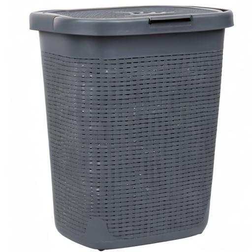 Mind Reader Mind Reader 50L Slim Laundry Hamper, Clothes Basket, Lid, Plastic, 17.65" L x 13.75" W x 21" H (Set of 2)