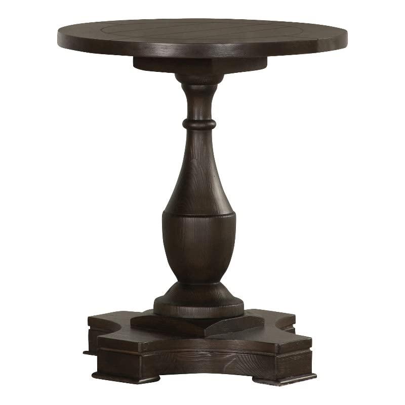 Transitional 20" Round Wood Pedestal End Table in Rich Coffee