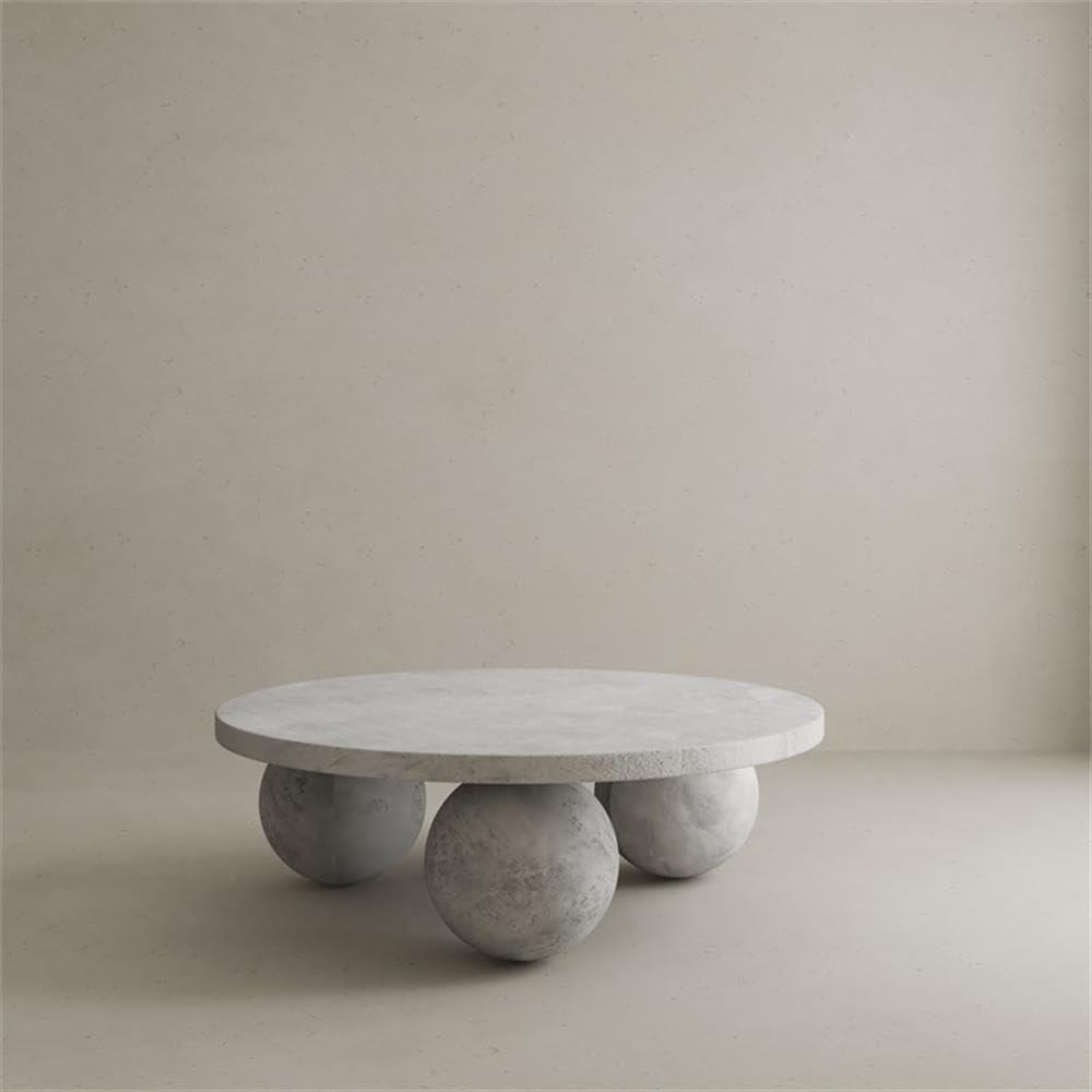 Dani Round Coffee Table Medium In Light Grey Concrete