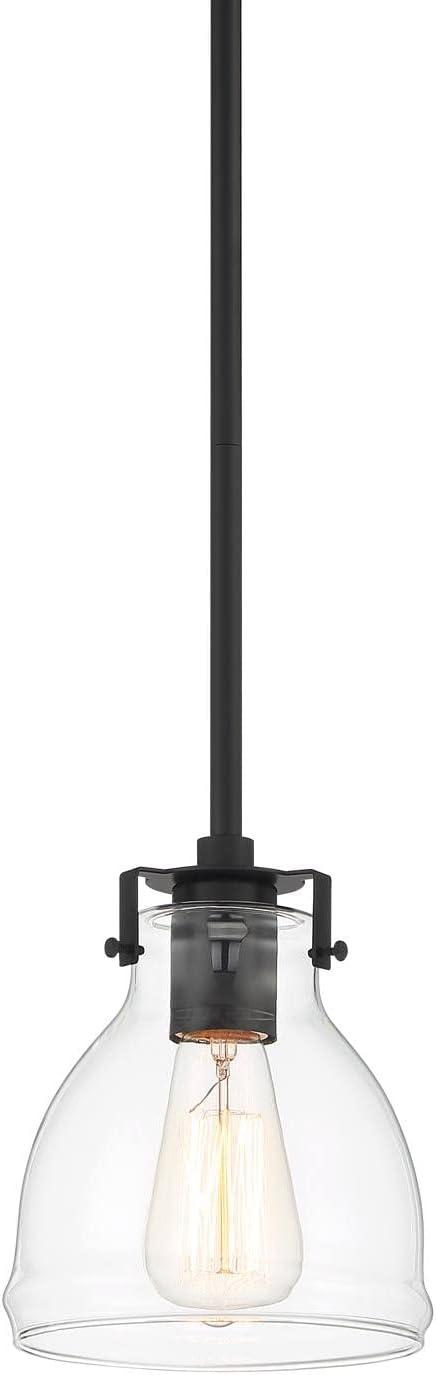 Possini Euro Design Bellis Black Mini Pendant 6" Wide Modern Industrial Clear Glass Bell Shade for Dining Room House Foyer Kitchen Island Entryway