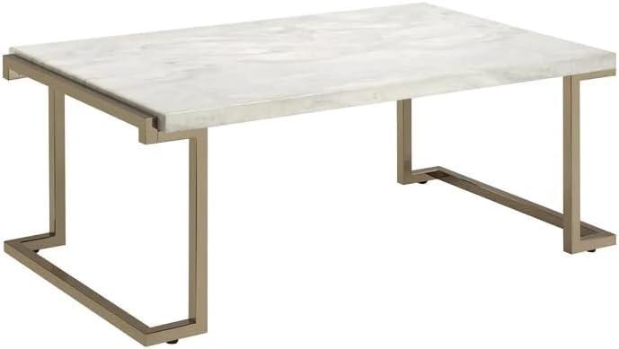 Adrinfly Boice II Coffee Table in Faux Marble & Champagne 82870