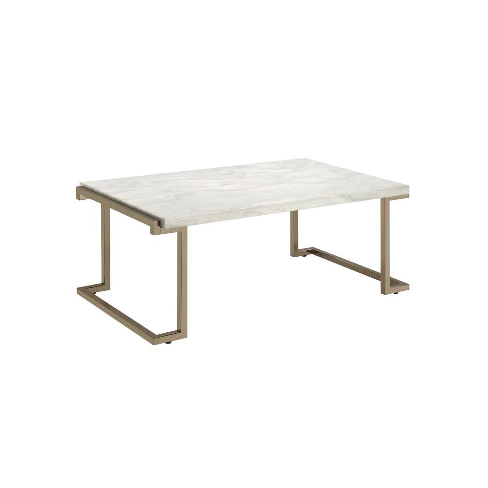 Adrinfly Boice II Coffee Table in Faux Marble & Champagne 82870