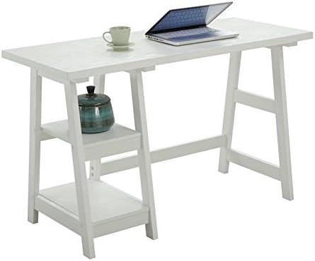 Convenience Concepts Designs2Go 29.25" Tall Trestle Desk with Shelves, White