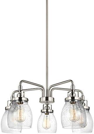 Brushed Nickel 5-Light Chandelier with Clear Seeded Glass Shades