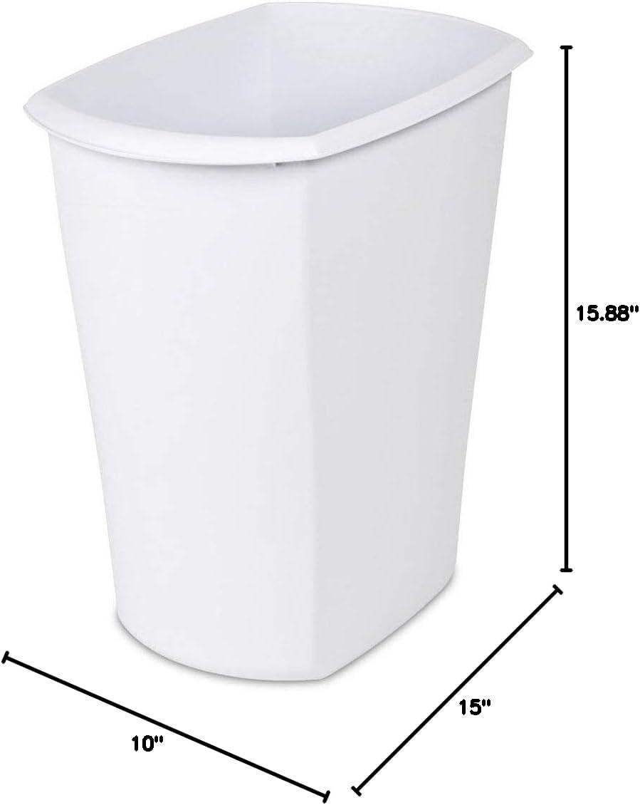 White Plastic 5.5 Gallon Wastebasket with Handle