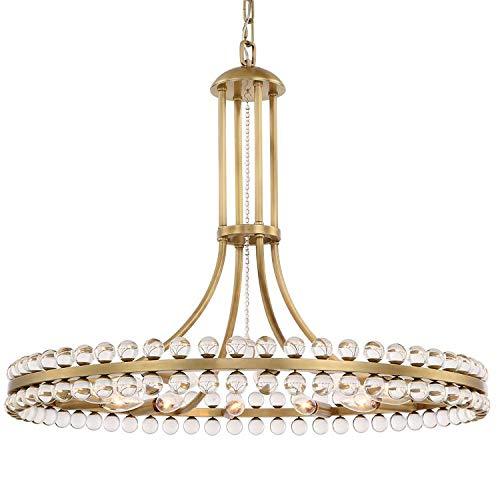 Brushed Nickel and Glass 12-Light Chandelier