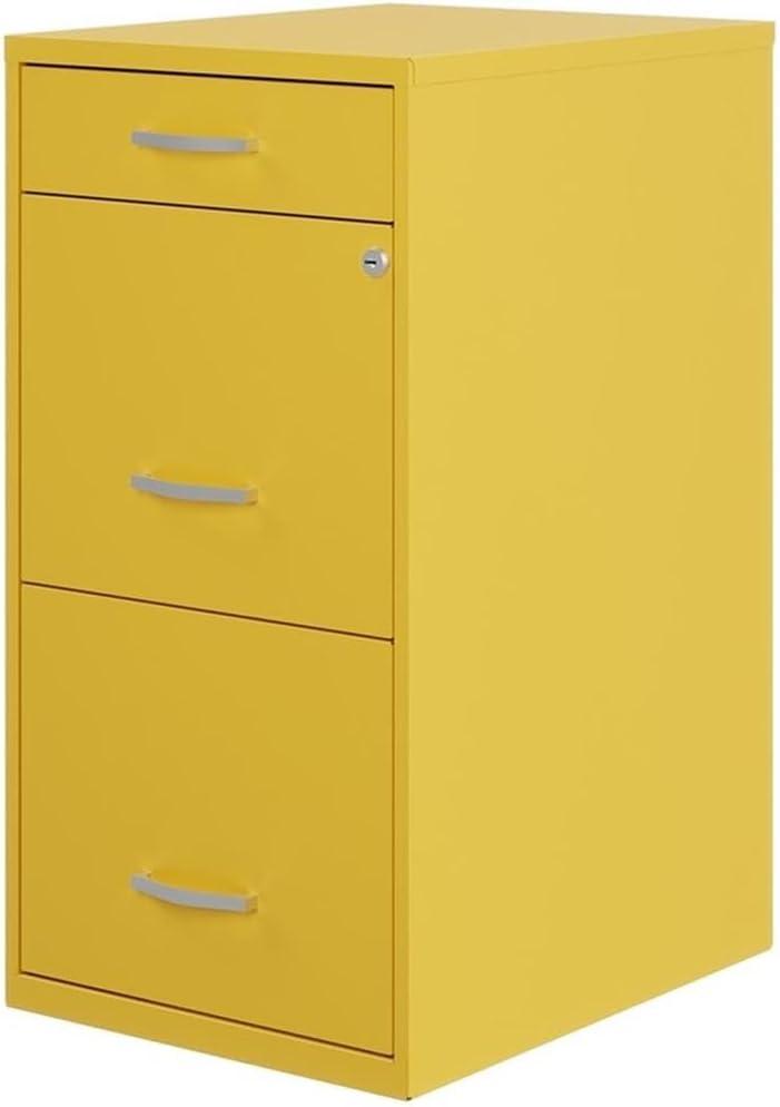 Space Solutions 3 Drawer Letter Width Vertical File Cabinet with Pencil Drawer, Yellow