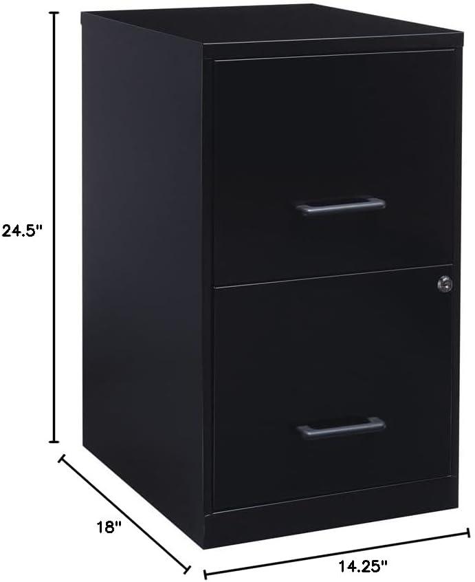 Black Metal 2-Drawer Lockable File Cabinet