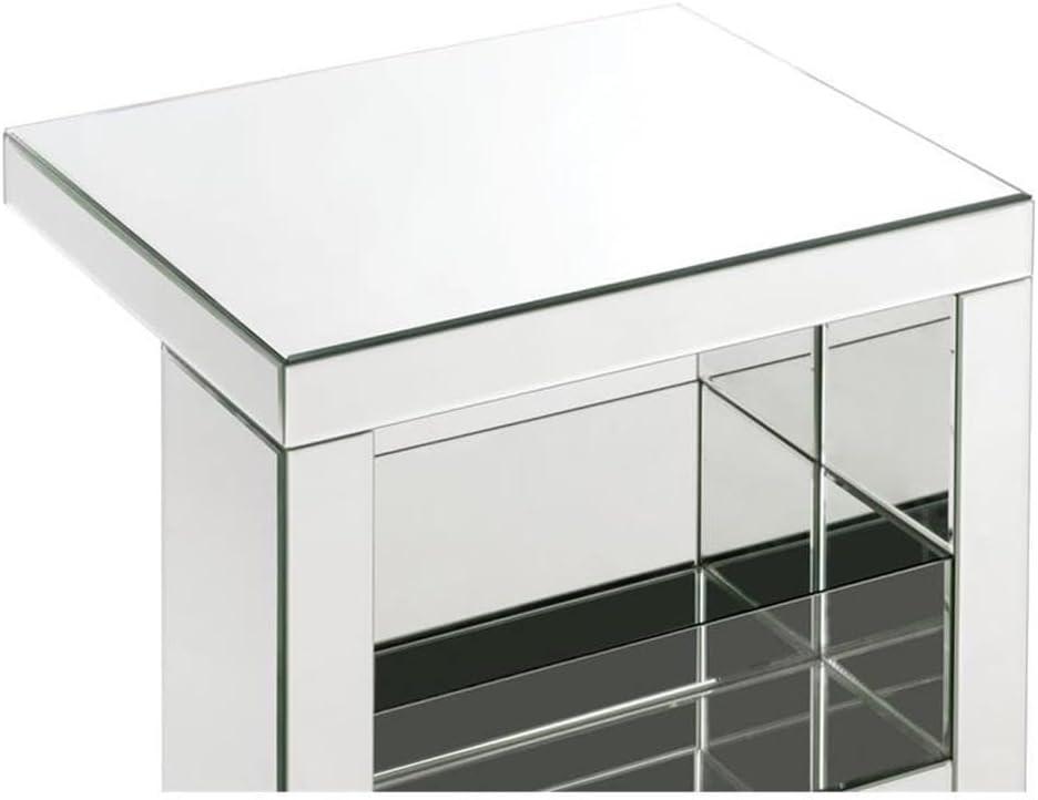 20" Meria Accent Table Mirrored/Clear Glass - Acme Furniture