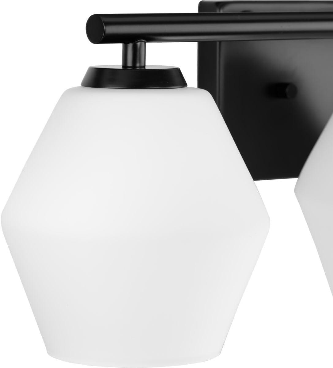 Progress Lighting Copeland 3-Light Vanity Light, Matte Black, Opal Glass