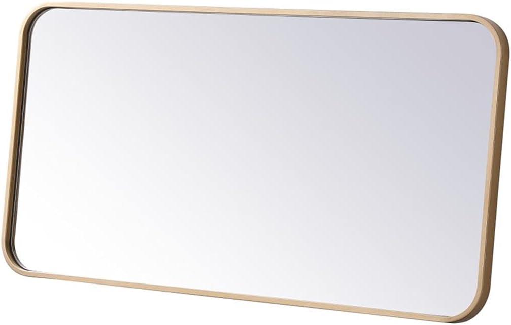 Soft corner metal rectangular mirror 18x36 inch in Brass