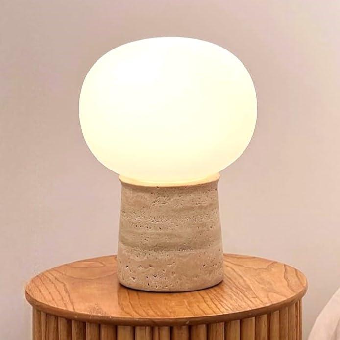 Brightech Neptune 12" LED Table Lamp With Natural Travertine Stone Base | Wayfair
