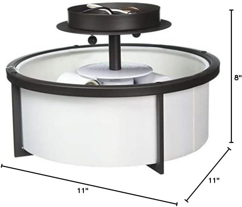 Wesley Bronze Drum Ceiling Mount with Off-White Shade