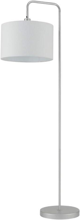 Barden 58" Silver Floor Lamp with White Fabric Shade