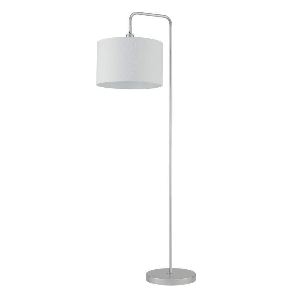 Globe Electric Barden 58" Silver Finish Floor Lamp with White Fabric Shade, 67396