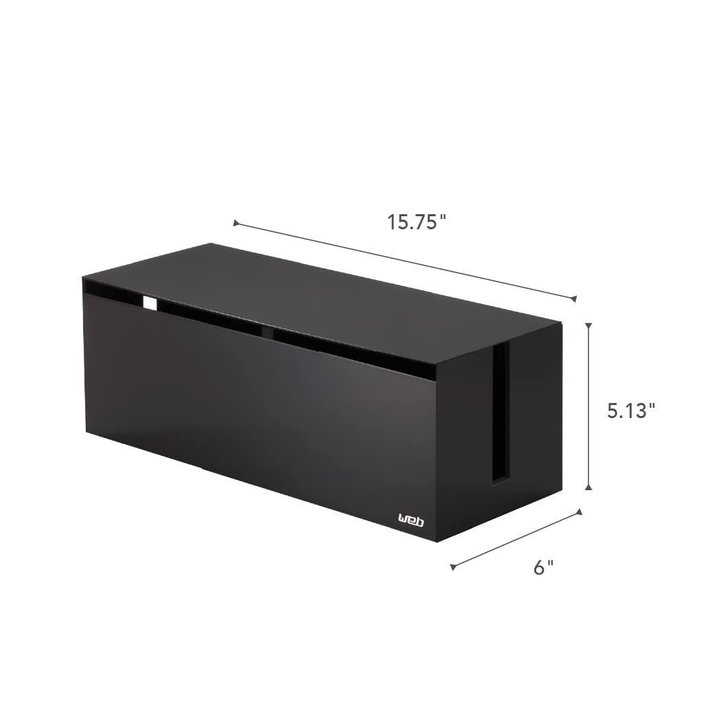 Yamazaki Home Cable Box - Outlet Cord Storage Organizer, Cover Protector, Anti-Slip Rubber Feet