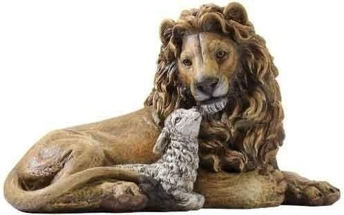 Roman Joseph's Studio, 6.5" H Lion and Lamb Figure, Christmas Décor, Devout Gift, Prayerful Inspiration