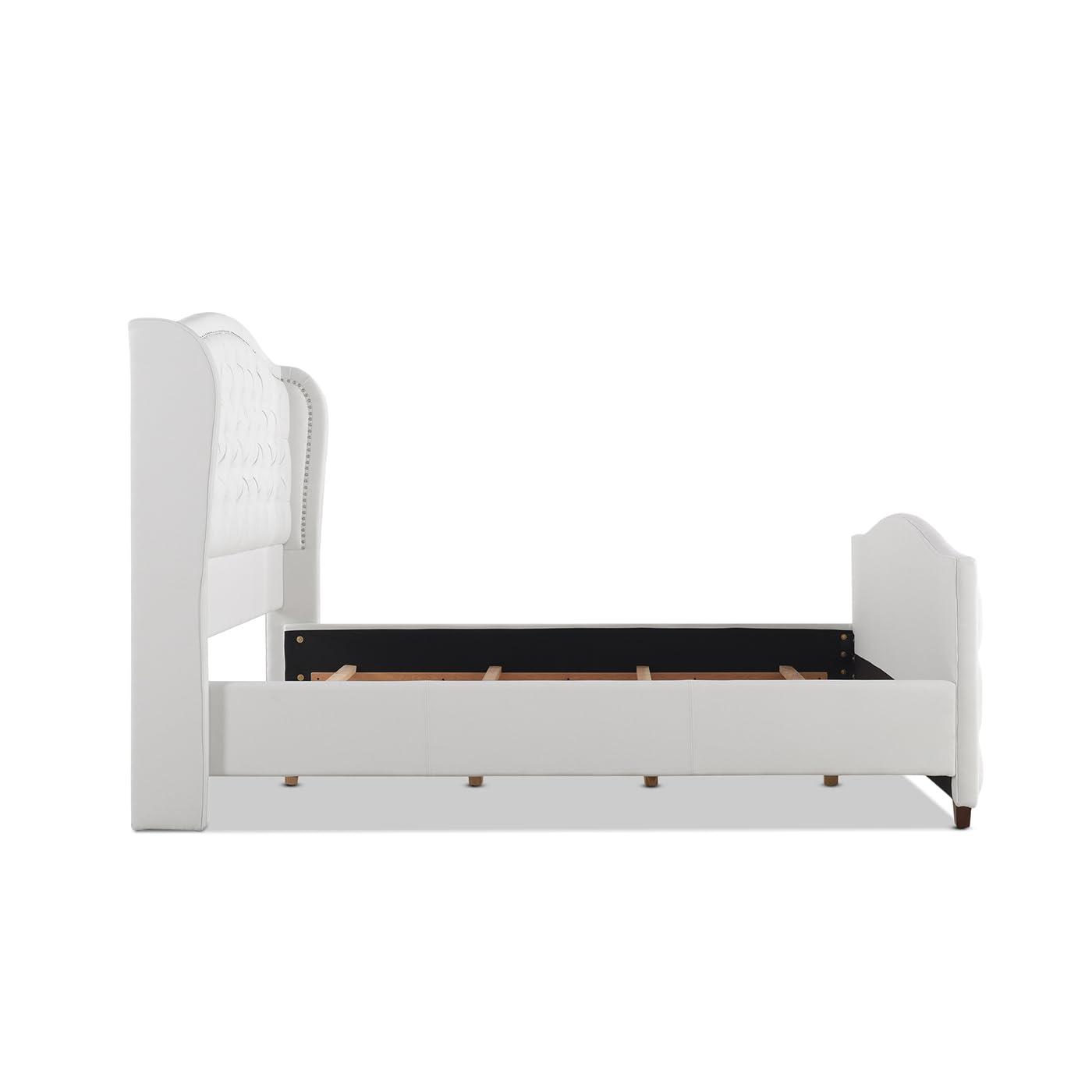 Marcella Tufted Wingback King Bed Bright White