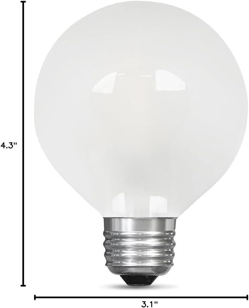 White Frosted Globe LED Light Bulb, 4.3" x 3.1"