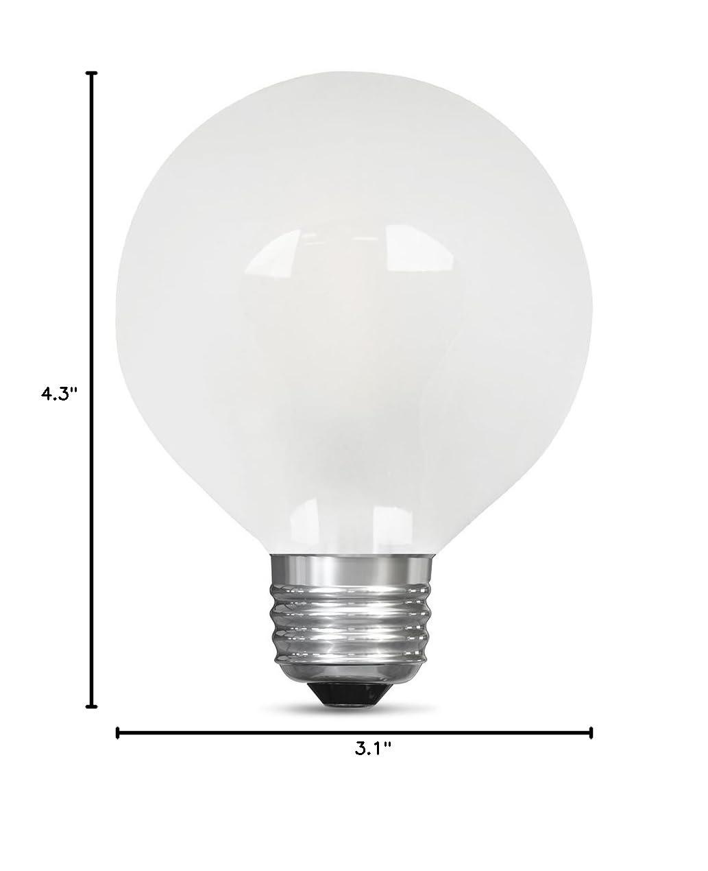 White Frosted Globe LED Light Bulb, 4.3" x 3.1"