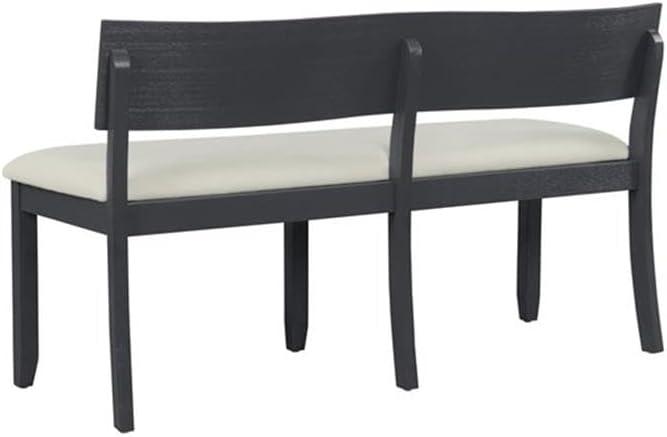 Boraam Capella Cream Fabric Dining Height Bench Matte Black
