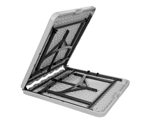 Plainsity Mesa Plegable de Plástico de 6 Pies - Mesa de Comedor Portátil, Plegable y Resistente para Fiestas, Bodas, BBQ, Camping, Eventos en el Patio Trasero - Mesa Utilitaria para Interiores/exteriores con Asa de Transporte Blanca