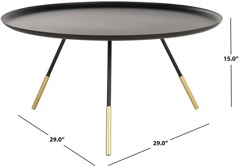 Orson Coffee Table with Metal Gold Cap - Black/Gold - Safavieh