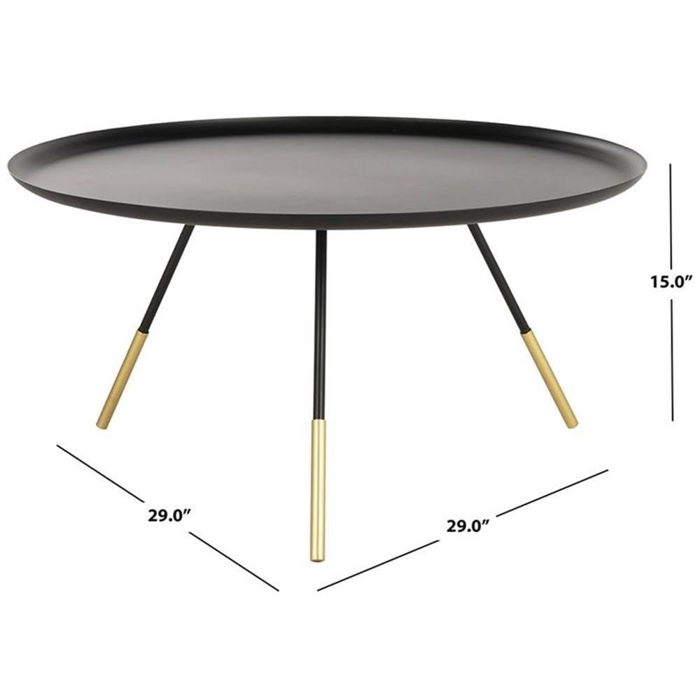 Orson Coffee Table with Metal Gold Cap - Black/Gold - Safavieh