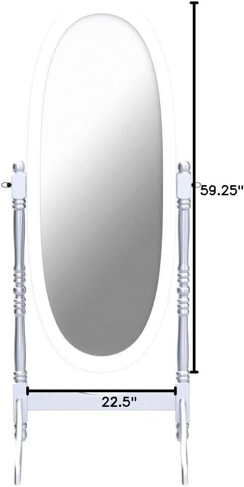 Roundhill Furniture Traditional Queen Anna Style Wood Floor Cheval Mirror Silver