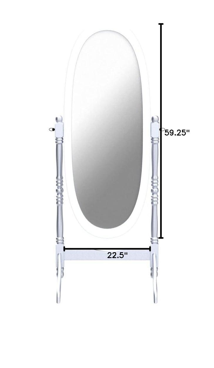 Roundhill Furniture Traditional Queen Anna Style Wood Floor Cheval Mirror Silver