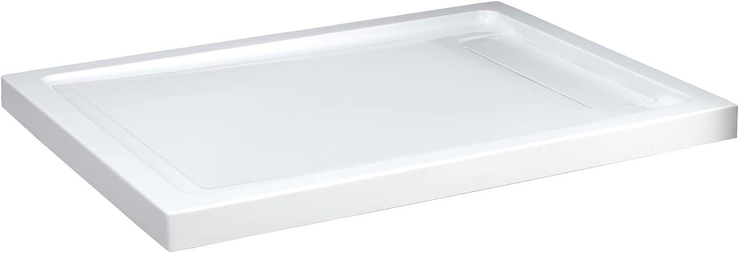 White Acrylic 48x32 Rectangular Shower Base with Hidden Drain