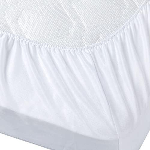 300 TC 100% Egyptian Cotton Hypoallergenic Down Alternative Mattress Topper with All-Around Fitted Bed Skirt Queen