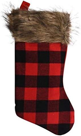 Set of 6 Pack Christmas House Red Buffalo Plaid Stockings, 18 inch