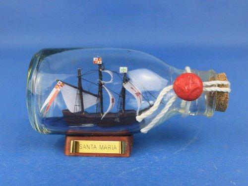 Hampton Nautical Santa Maria Ship in a Glass Bottle, 5"