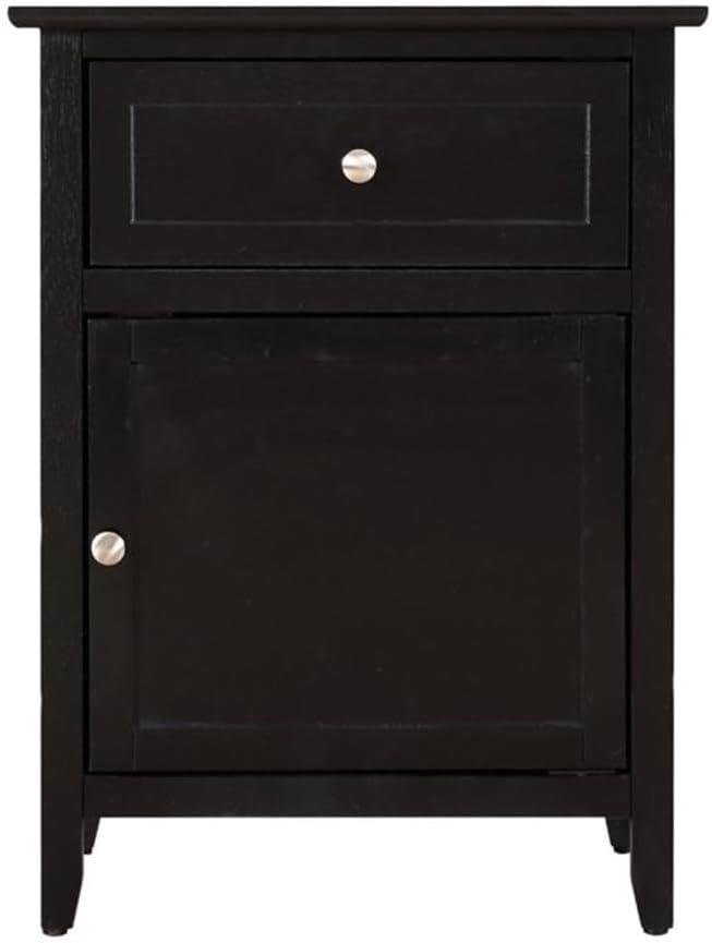 Glory Furniture Izzy 1 Drawer/1 Storage Door Wood Nightstand End Table, Black