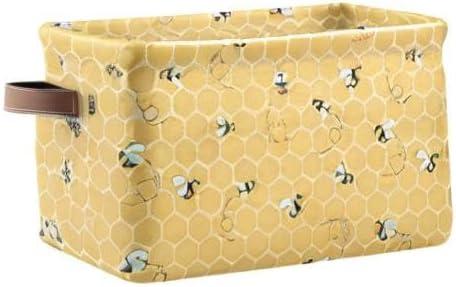 Storage Basket Cube Yellow Animal Bee Honey Comb Large Collapsible Toys Storage Box Bin Laundry Organizer for Closet Shelf Nursery Kids Bedroom,15x11x9.5 in,1 Pack