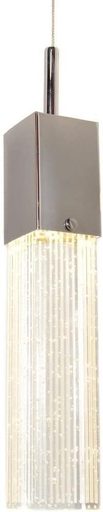 Polished Chrome 9-Light LED Pendant with Etched Bubble Glass