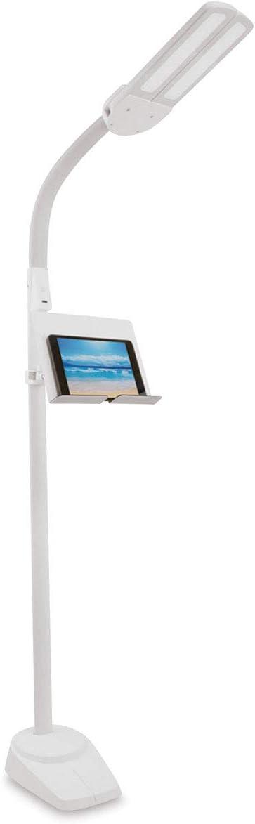 Adjustable Dual-Shade White LED Floor Lamp with USB Charging Port