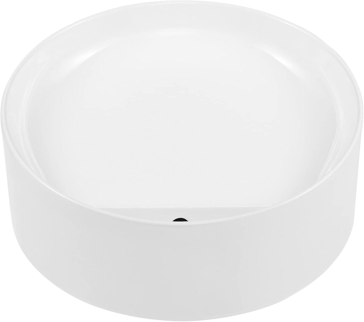 Beau 16.5'' Matte White Ceramic Round Vessel Bathroom Sink