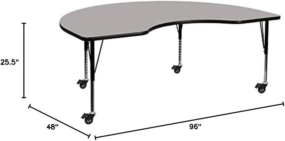 Goddard 48''W x 72''L Kidney HP Laminate Activity Table - Adjustable Legs