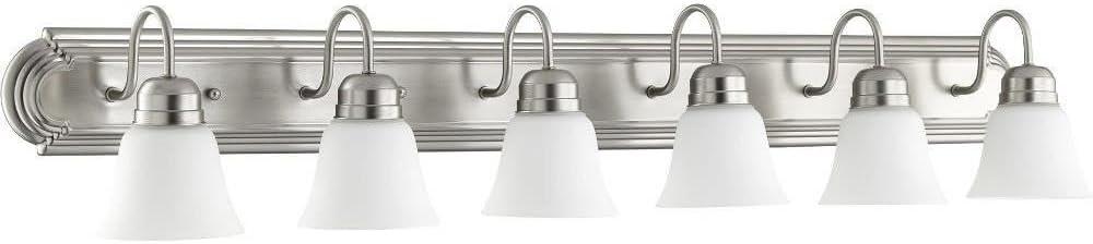 Satin Nickel 6-Light Vanity with Glass Shades