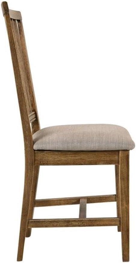 Acme Wallace II Side Chair (Set-2), Tan Linen & Weathered Oak Finish