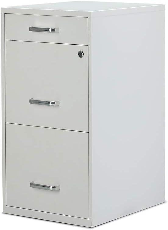 3-Drawer Vertical File Cabinet Locking Letter White 18-Inch D