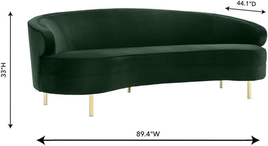 Elegant Baila Green Velvet 89" Sofa with Gold Stainless Steel Legs